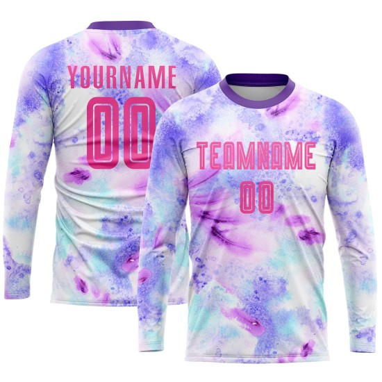Tie Jersey Uniform Sublimation Dye Soccer Pink-Purple Custom