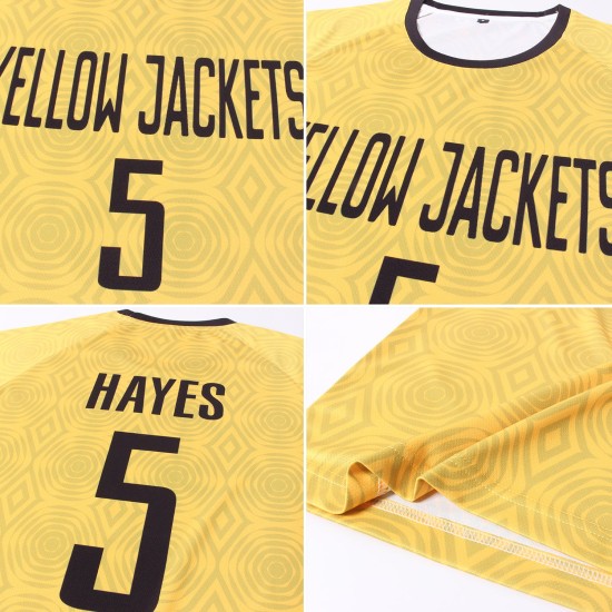Soccer Gold Sublimation Black Custom Jersey Uniform