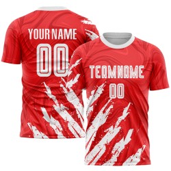Jersey White Soccer Sublimation Uniform Custom Red Jersey White Soccer Sublimation Uniform Custom Red