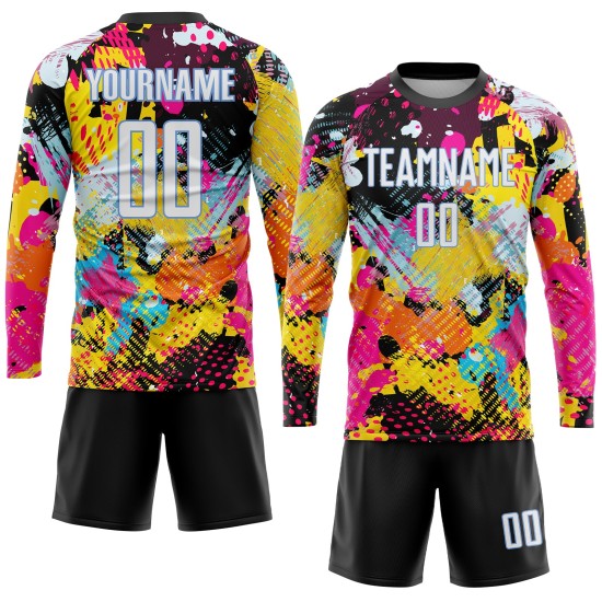 Pattern Uniform Custom Jersey Soccer White-Light Blue Graffiti Sublimation