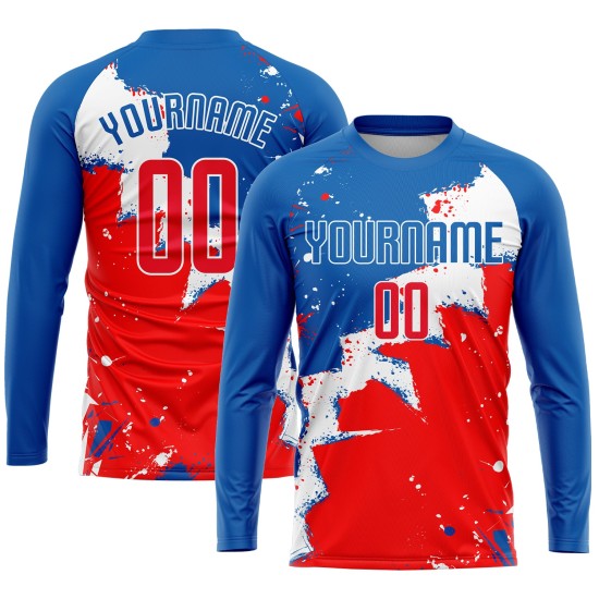 Uniform Soccer Royal Custom Sublimation Jersey Red-White