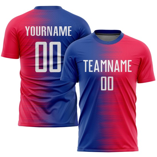 Sublimation Custom White-Royal Uniform Jersey Soccer Red
