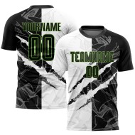 Custom Green Jersey Soccer Graffiti Pattern Black-Neon Sublimation Uniform Scratch Custom Green Jersey Soccer Graffiti Pattern Black-Neon Sublimation Uniform Scratch