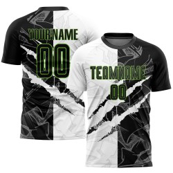 Custom Green Jersey Soccer Graffiti Pattern Black-Neon Sublimation Uniform Scratch Custom Green Jersey Soccer Graffiti Pattern Black-Neon Sublimation Uniform Scratch
