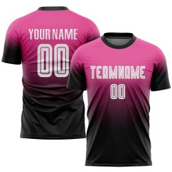Fade White-Black Pink Custom Sublimation Fashion Soccer Jersey Uniform Fade White-Black Pink Custom Sublimation Fashion Soccer Jersey Uniform