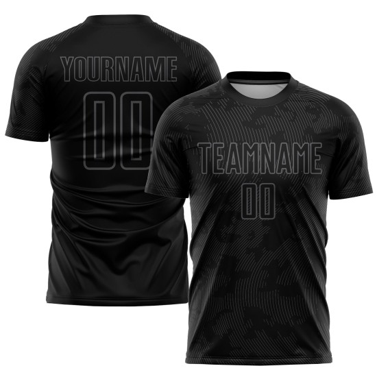 Gray Jersey Black Uniform Soccer Sublimation Custom