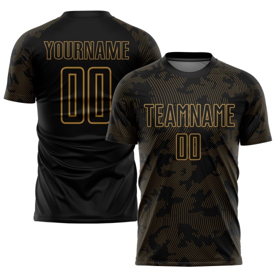 Soccer Gold Sublimation Jersey Custom Old Black Uniform
