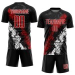 Jersey Red-White Custom Uniform Black Soccer Sublimation