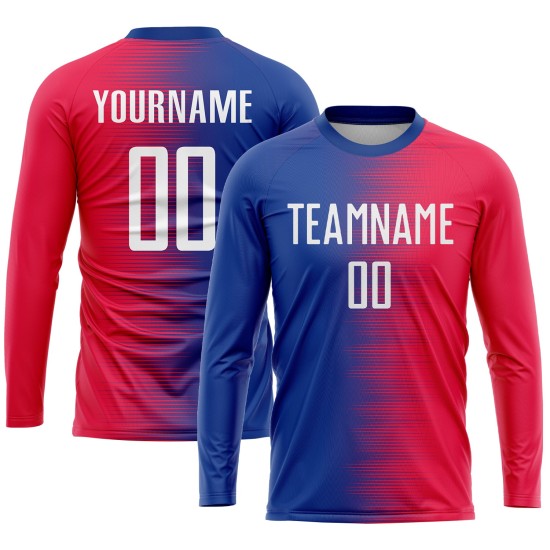 Sublimation Custom White-Royal Uniform Jersey Soccer Red
