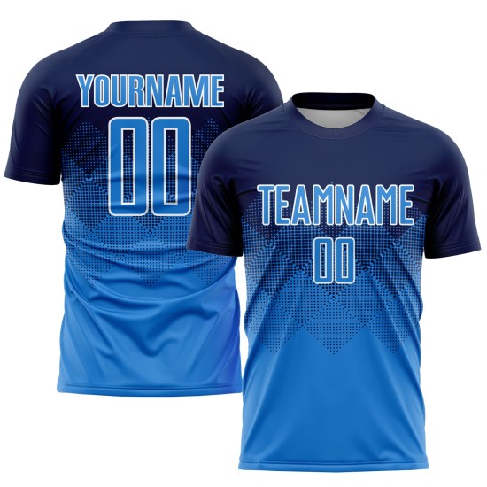 Soccer Jersey Powder Custom Sublimation Uniform Navy Blue-White